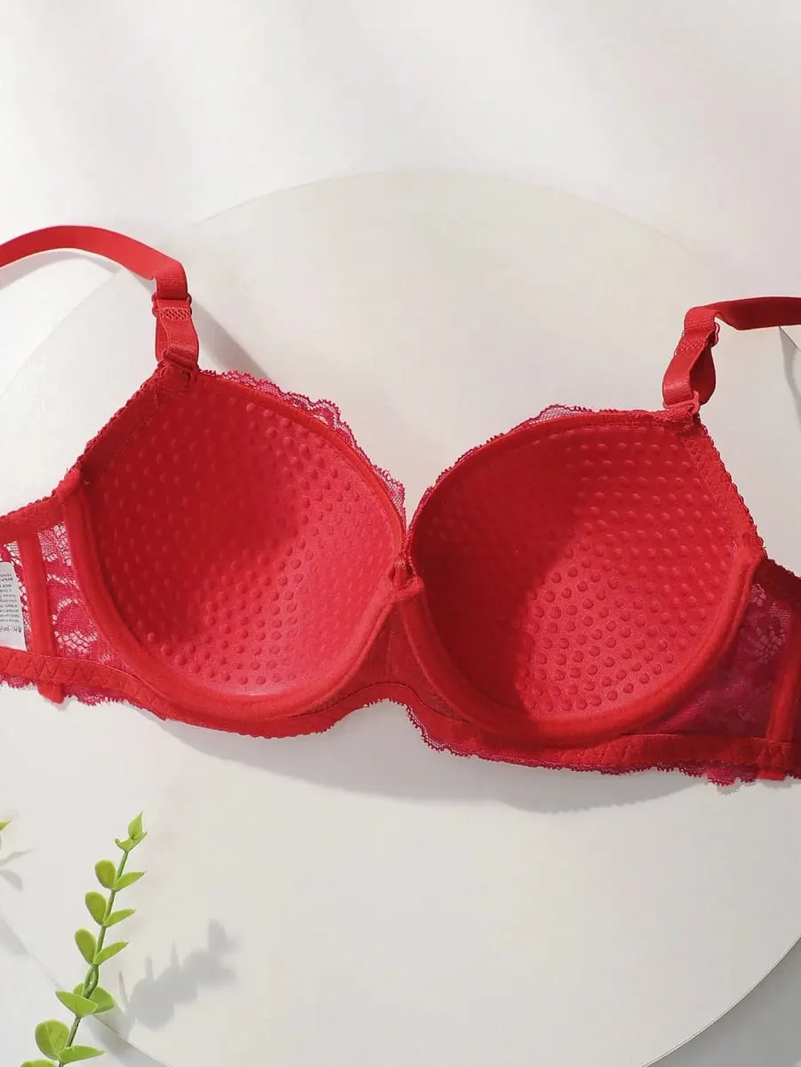 Červená krajková sexy sada spodního prádla pro dámské posezení Push Up spodní prádlo pro dámské květinové spodní prádlo sada A2155