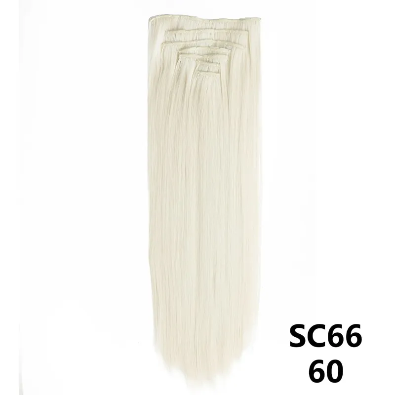 Long Straight Synthetic 16 Clips In Hair Extensions 7Pcs/Set High Temperature Fiber Black Brown Blonde Hairpiece For Women — image 21