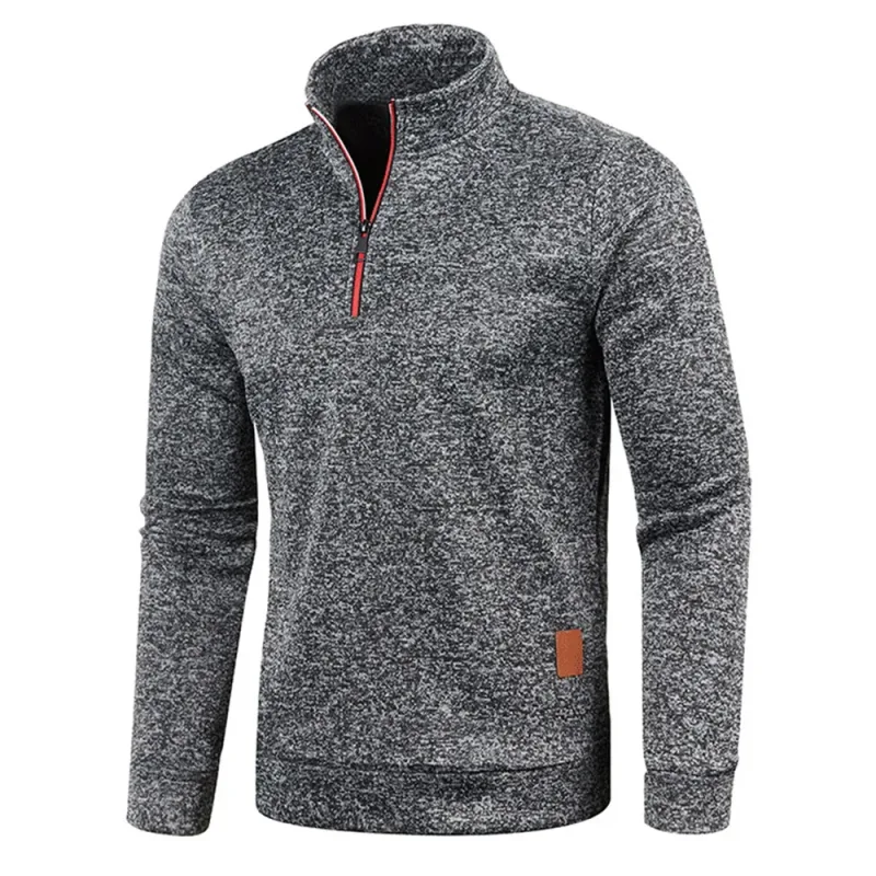 Men Sweatshirts Spring Thicker Pullover Half Zipper Pullover for Male Hoody Outdoor Sweatshir Autumn Solid Color Turtleneck Swea — image 2