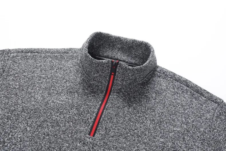 Moletom masculino primavera mais grosso pulôver quarto zíper pulôver para masculino com capuz ao ar livre sweatshir outono cor sólida gola alta — image 6
