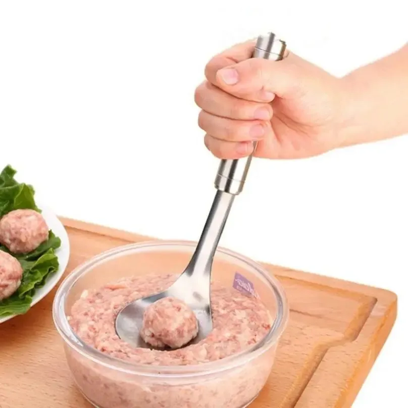1 Pcs Maker Spoon Meat Baller With Elliptical Leakage Hole Stainless Steel Meat Ball Mold Kitchen Gadget Meat Tools — image 3