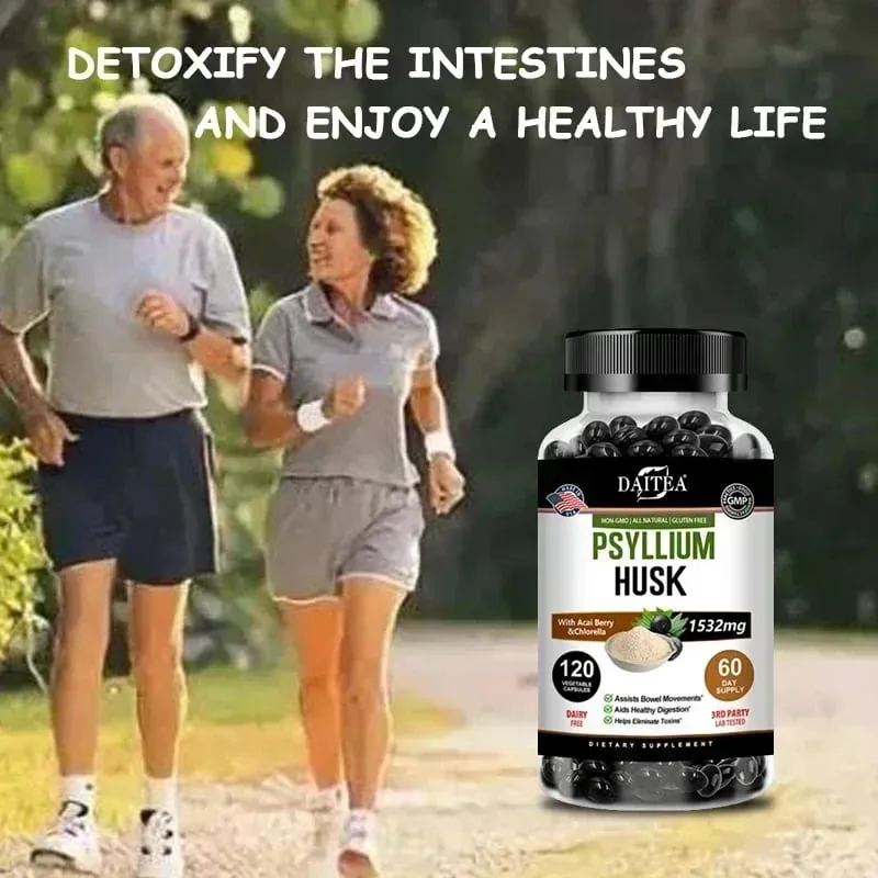 Psyllium Husk Capsules Non-GMO Gluten-free Natural Soluble Fiber Beneficial To Intestinal Digestion Detox and Bowel Health — image 7