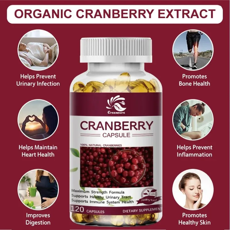 Cranberry Juice Extract - Most Effective Cranberry Pills for Women Cranberry Supplement - 60/120 Capsules