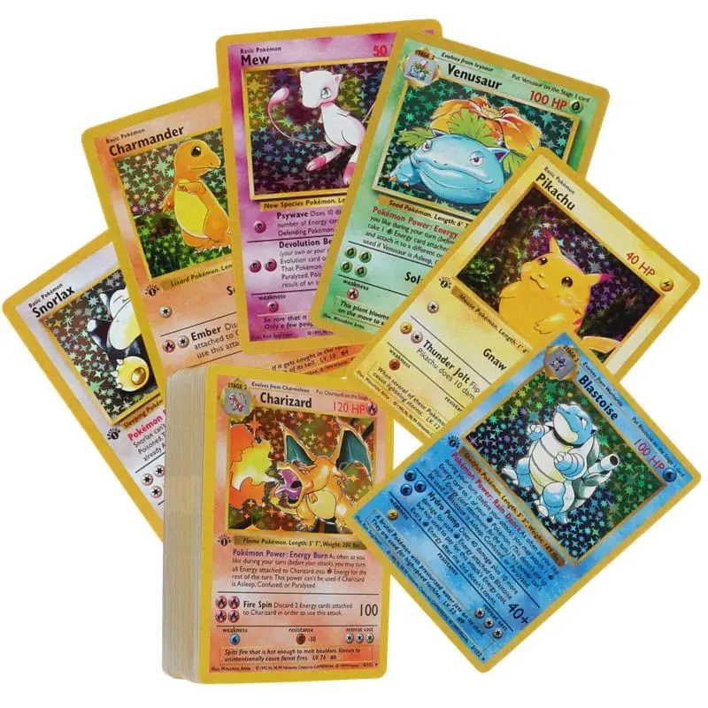 151Pcs 1996 1st Edition Pokemon Foil Flash Cards Pikachu Charizard Blastoise Venusaur Mewtwo Game Collection Cards — image 1