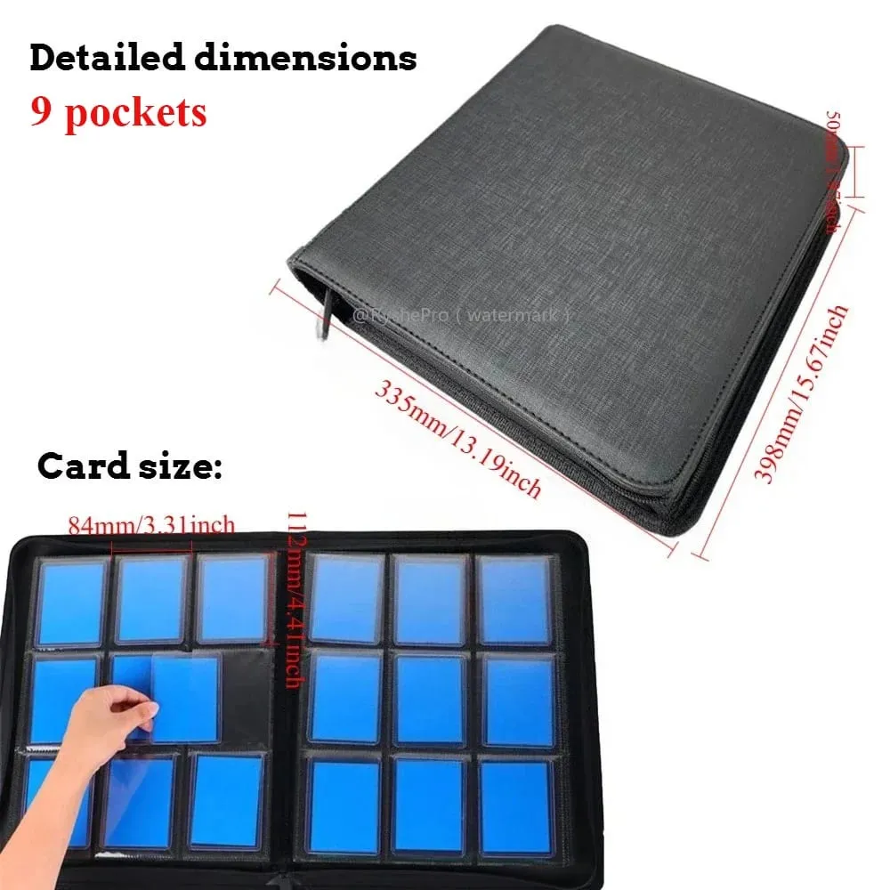 Pengikat Toploader 4 Poket TCG untuk PKM Memegang Toploaders 112+ 3"X4" Pemegang Kad Kulit Poket Bermuka Dua untuk Kad PTCG MTG — image 2