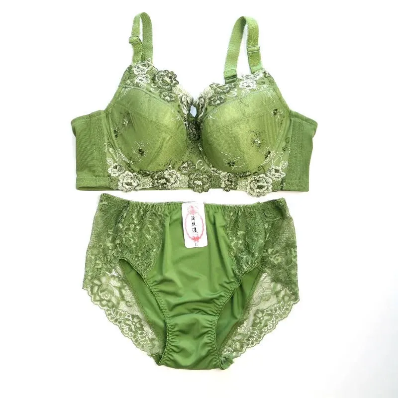 ชุดชั้นในชุดชั้นใน Bras สำหรับชุดชั้นในสตรีชุด Intimates เย็บปักถักร้อย Plus ขนาดเสื้อผ้า 2 ชิ้น Bra ชุด B C D E F G H