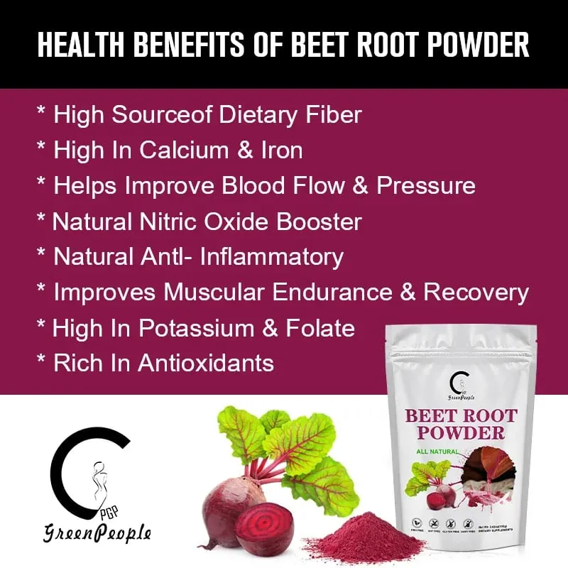 Organic Beet Root Powder- Boost Daily Nutrition Athletic Performance Promote Digestive Vegan and Non-GMO Beet Root Supplement