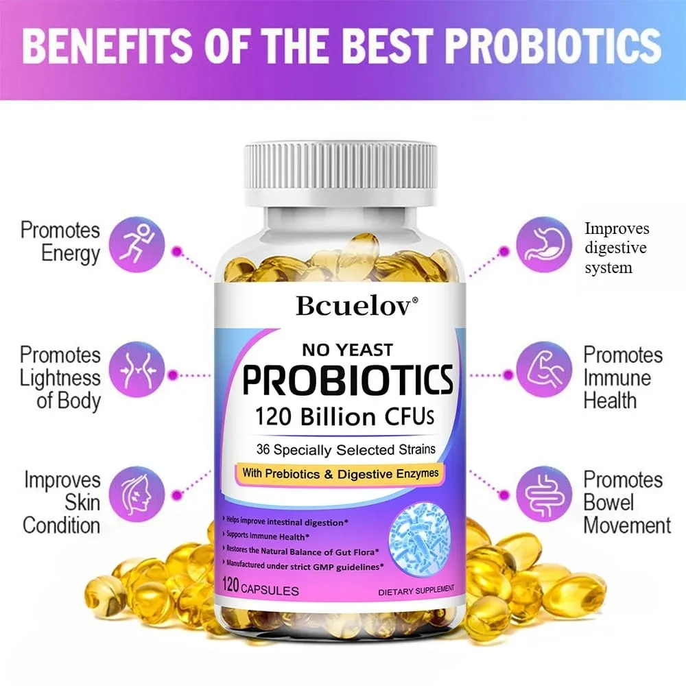 Premium Probiotics with Prebiotics and Digestive Enzymes To Aid Digestion and Boost The Immune System - 120 Capsules — image 3