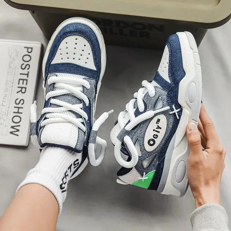 2023 New Sneakers Men's Comfortable Low-top Lace-up Platform Heightened Casual Shoes Outdoor Skateboard Shoes Sneakers for Men — image 8