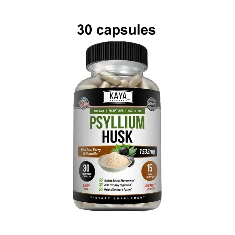 Psyllium Husk Capsules - 1532 Mg - Enriched with Ginger Root and Aloe Vera To Support Bowel Digestive and Detoxification Health