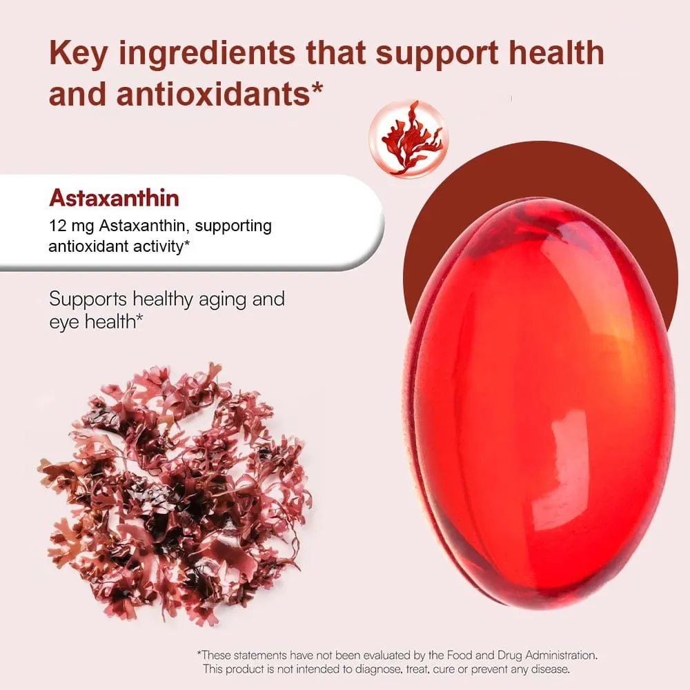 Astaxanthin-Kapseln 12 mg fördern die Herz-Kreislauf-Gesundheit und beschleunigen den Stoffwechsel, unterstützen die Gesundheit von Augen, Gelenken und Haut — image 6
