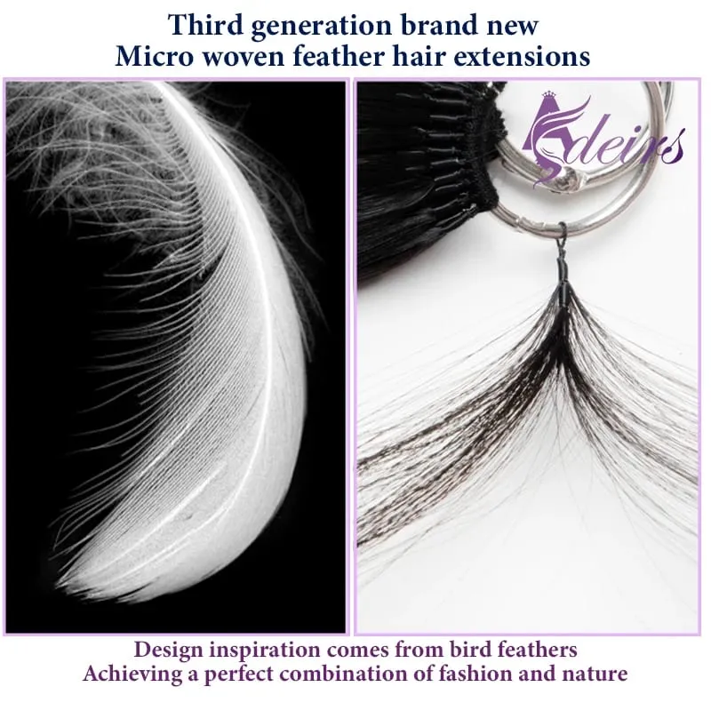 New Feather Hair Extensions 100% Human Hair Real Natural Hair Comfortable And Invisible Black Brown Blonde Straight