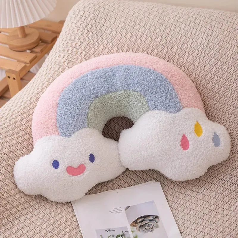 Soft Plush Rainbow Smile Pink Heart Pumpkin Throw Pillow Stuffed Hug Cushion Unicorn Plush Toy Massage Pillow for Girl Bedroom — image 8