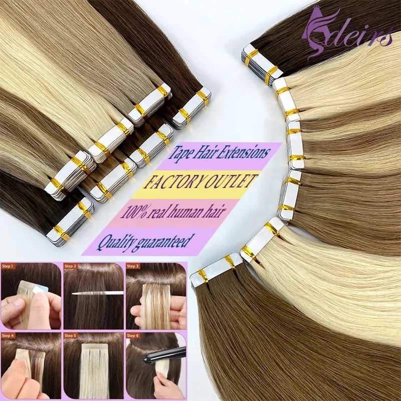 High Quality Tape in Human Hair Extensions Natural Straight Remy Hair Seamless Invisible 14"-22" 100% Real Hair End Thick