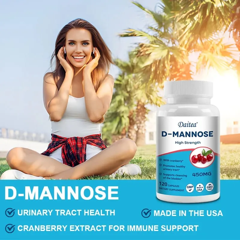 D-Mannose Capsules - with 1000mg Cranberry Extract - Cleanses Detoxifies Supports Urinary Tract Health — image 3