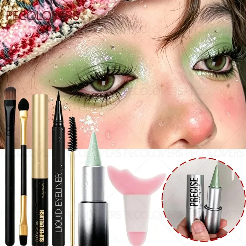 7PCS/SET Shimmer Eyeshadow Stick Waterproof Eyeliner Mascara with Makeup Brushes & Eye Makeup Aid Tool Halloween/Christmas — image 2