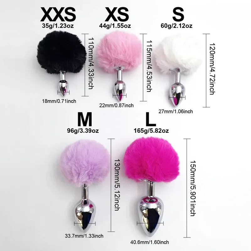 5 Colors 5 Sizes Stainless Steel Rabbit Tail Butt Anal Plug Sex Toy Adult Women Male Sexy Couple Toys Adults Fun Gay Dildo Gifts — image 3
