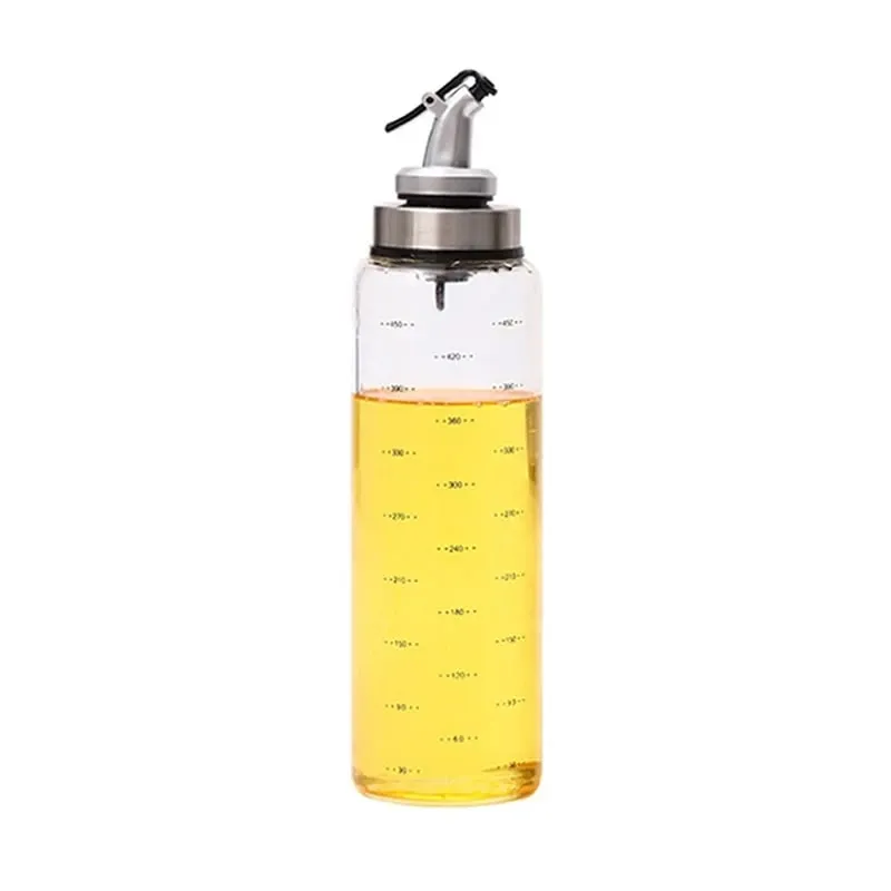 1PCS 180/300/500ml Oil Bottle High Borosilicate Glass Dispenser With Scale Quantitative Sauce Vinegar Cooking Kitchen Supplies