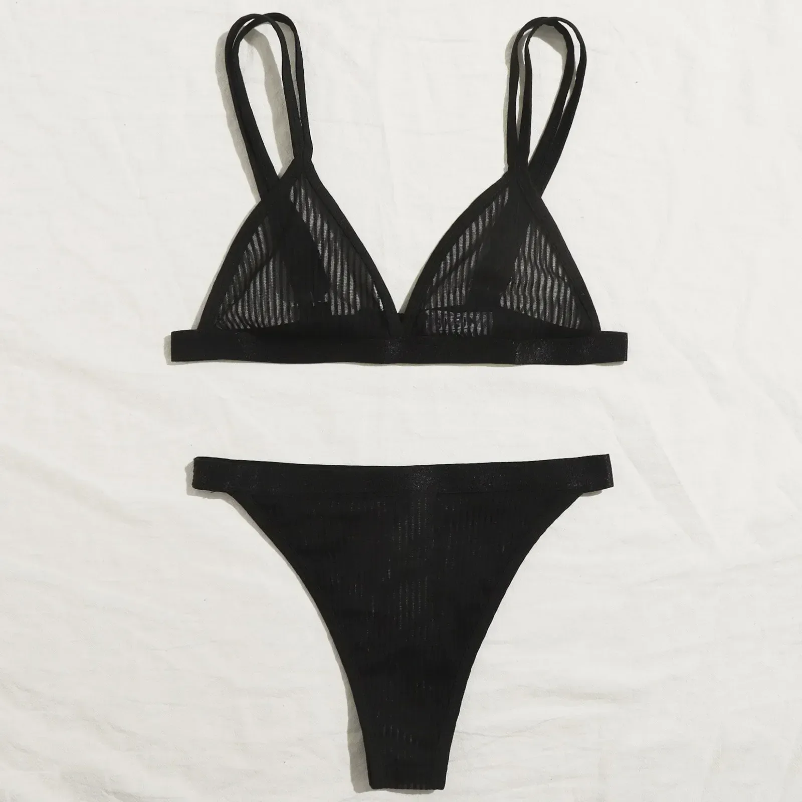 Solid Color Women Bra Set For Women 2PC Underwire Lingerie Set Two Piece Female Thin Shoulder Strap Brassier+Seamless Brief Set — image 4