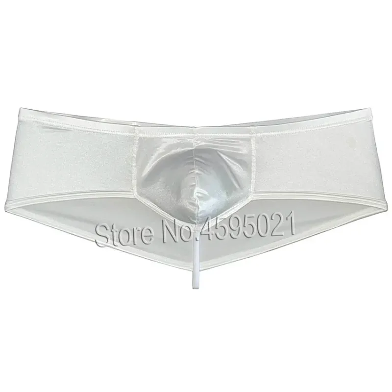 Sous-vêtements soyeux pour hommes, slip tanga coquin, brillant, aspect mouillé, slip de Bikini, solide, brillant, taille basse, slip de plage, sous-vêtement — image 9