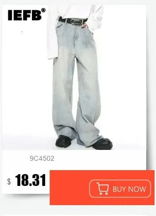 American Style Men's Jeans Solid Color Multi Pockets Casual Worn-out Trousers Deconstruction Wide Leg Denim Pants 9W4066 — image 10