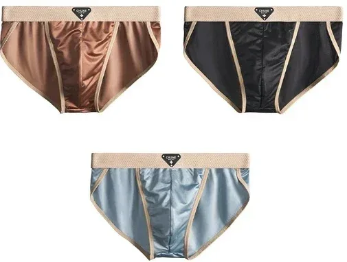 1/3PCS Men's Briefs Satin-like Ice Silk Briefs Summer Smooth Mens Underpants Breathable Quick Drying Panties Sexy U Pouch Briefs — image 17