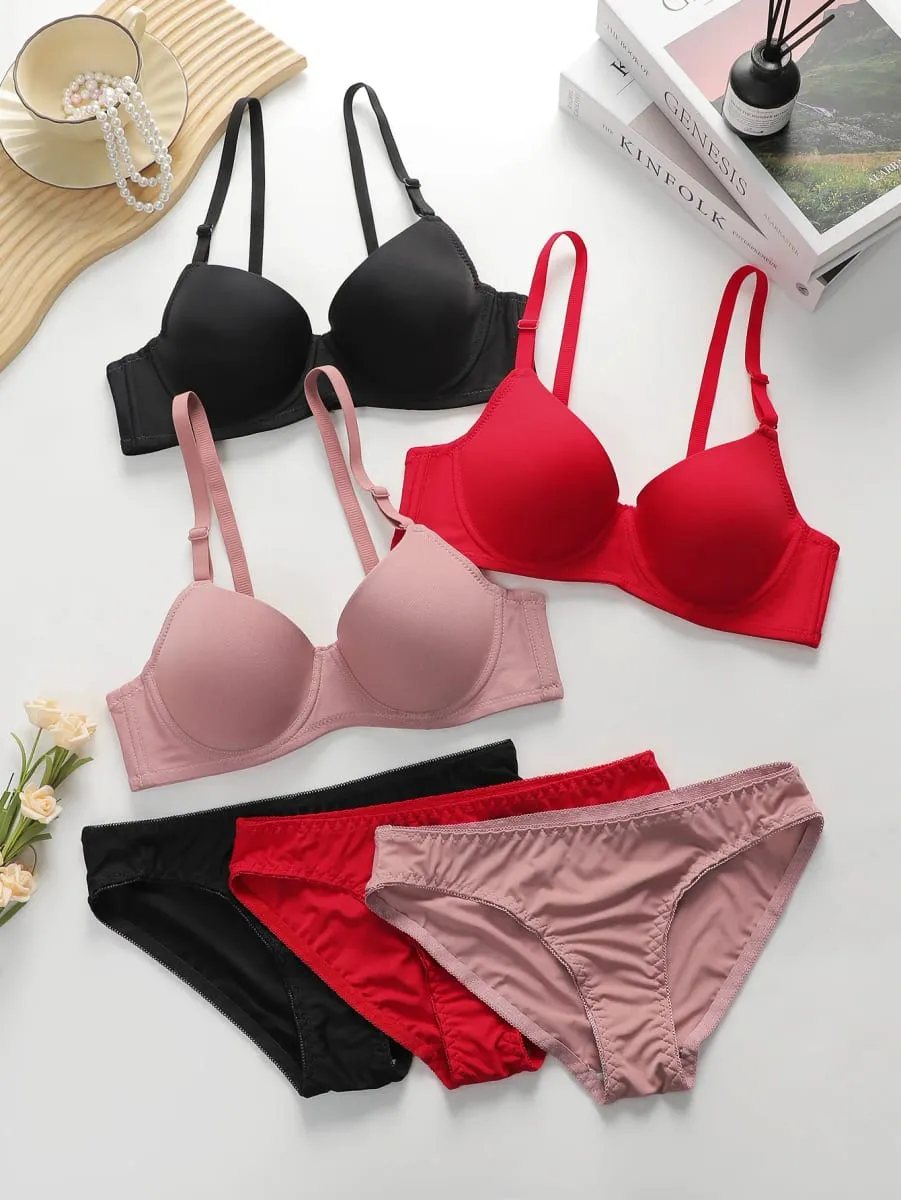 الصلبة Underwire الملابس الداخلية مجموعة الملابس الداخلية اللباس الداخلي مجموعات النساء رفع البرازيلي مع حلقة الصلب العشير الملابس الداخلية دعوى — image 2