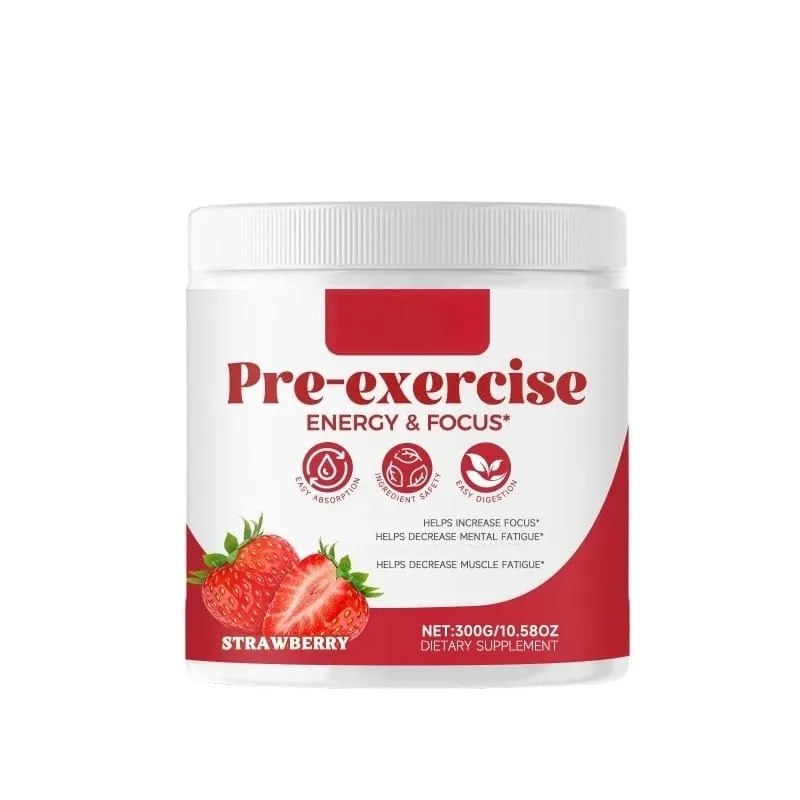 Docteat Pre Workout Powder Strawberry Energy & Focus Support Beta-Alanin L-Citrullin Rhodiola 300 g 30 Portionen Getränkemischung