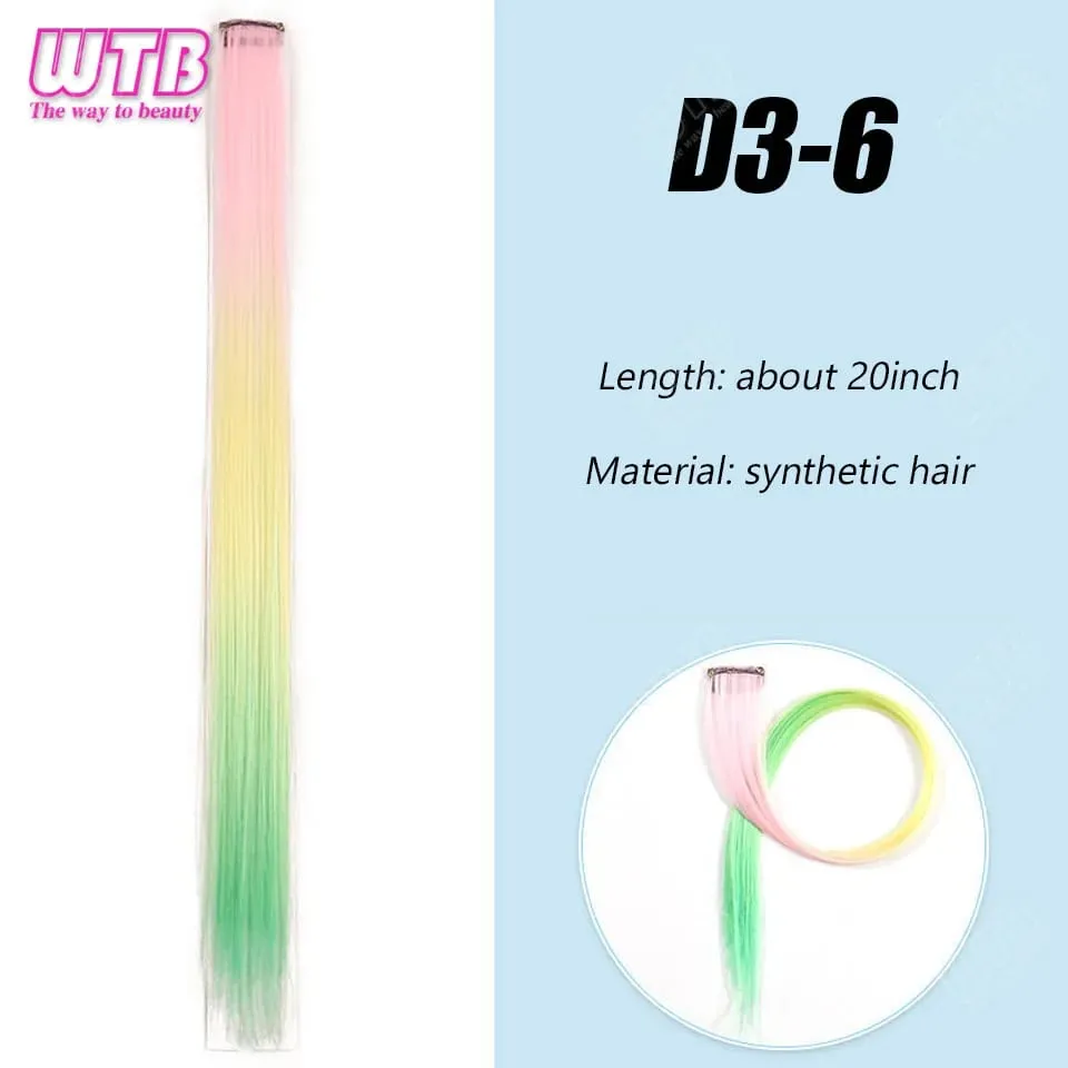 Synthetic Colored Clip in Hair Extensions Straight Hairpiece Multi-Colors Party Highlights Clip in Synthetic for Women Girls — image 9