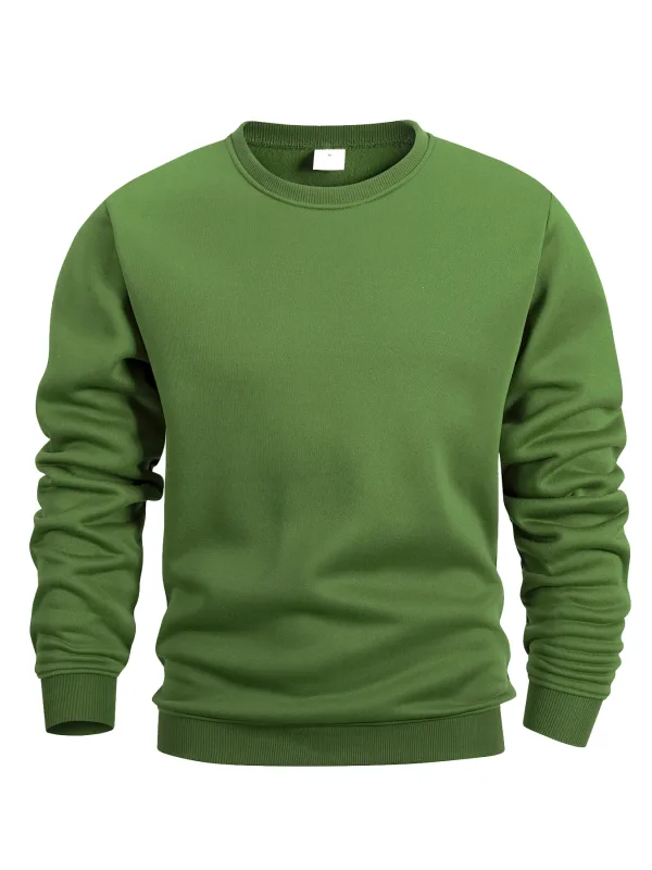 Men's Crew Neck Sweatshirts Solid Color Sweatwear Spring Outdoor Casual Daily Long Sleeve Pullover Hoodie Man Sportswear — image 8