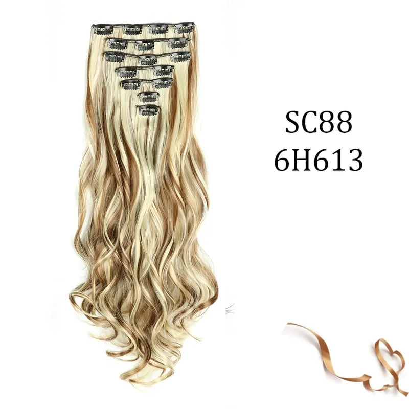 Synthetic 16 Clips In Hair Extension Long Straight Hair Fake False Hairpiece Clip In Hair Extension — image 15