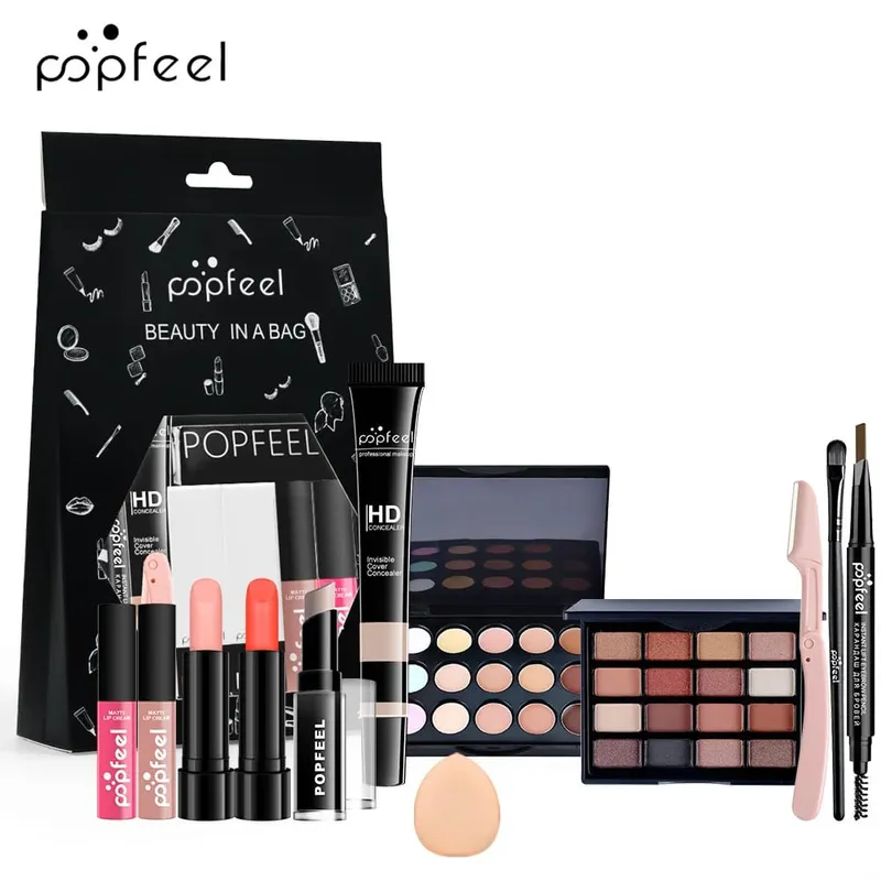 Makeup Full Kit Female Make Up Set Eye Shadow Eyeshadow Palette Lip Gloss Mascara Eyeliner Brushes Bag Make-up for Women