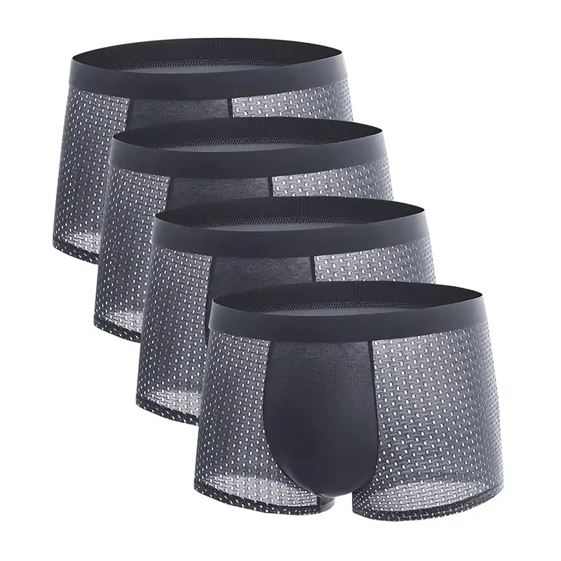 4pcs Men Boxershorts Lce Silk Mesh Men's Underwear Panties Solid Sexy Comfortabler Summer Breathable Lntimate Underpants — image 4