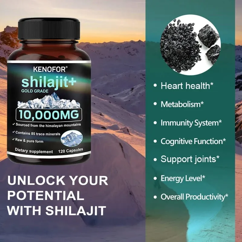 Himalayan Original and Pure Shilajit Capsules Rich in Natural Fulvic Acid and 85+ Trace Minerals Gluten Free Supplement
