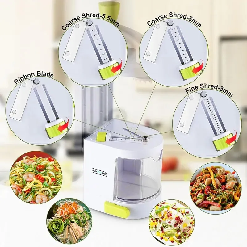 Vegetable Spiralizer 4-IN-1 Rotating Blade Veggie Spiralizer Zucchini Noodle Maker with Suction Cup Vegetable Cutter Slicer — image 9