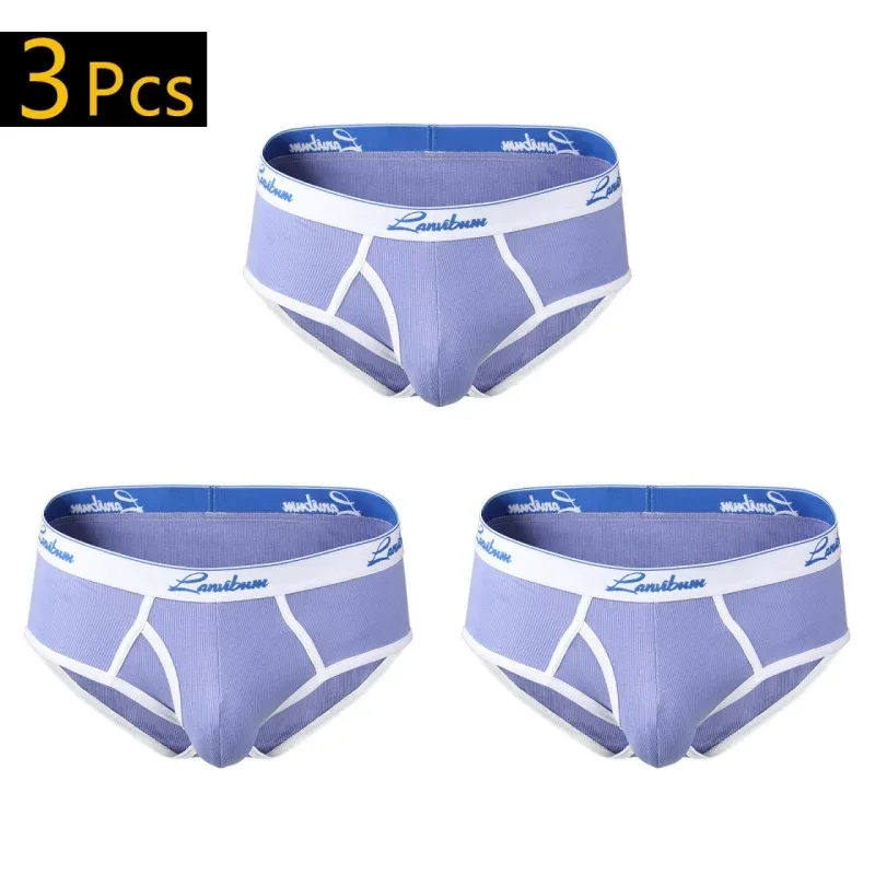 1/3 PCS New Men's Underwear Mid Waist Thread Cotton Breathable Solid Color Youth Underwear Men's Triangle Pants
