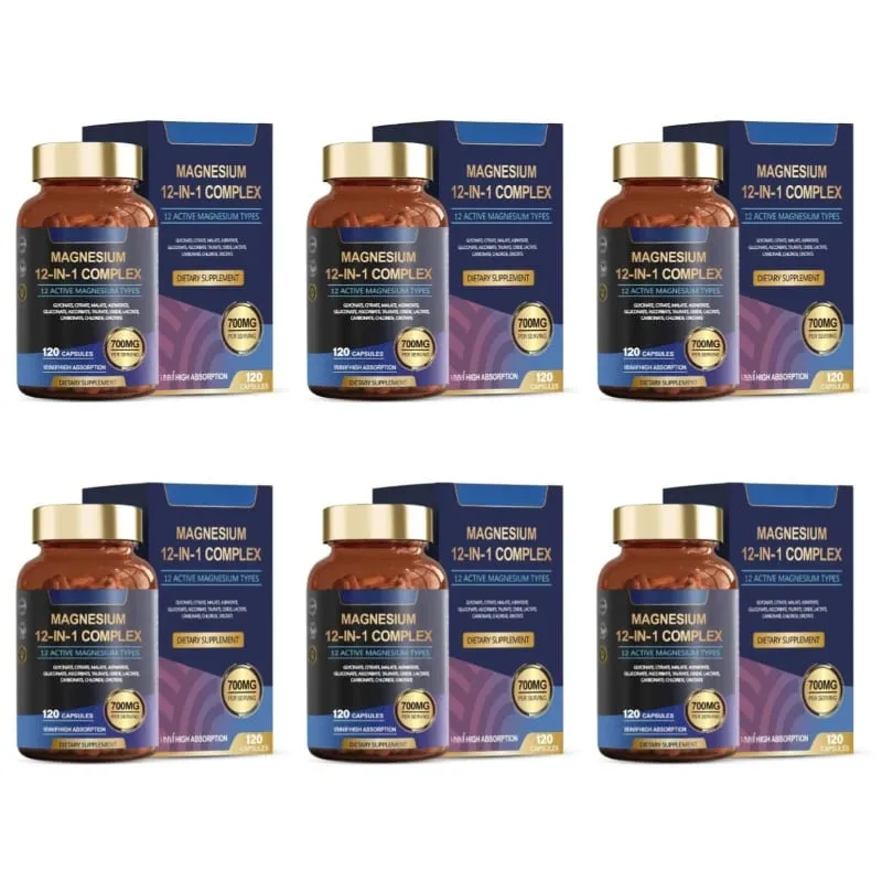 Kapsul Kompleks Magnesium 12-Dalam-1 12 Jenis Magnesium Aktif Penyerapan Tinggi Glisinat Sitrat Bentuk 120 Kapsul — image 10