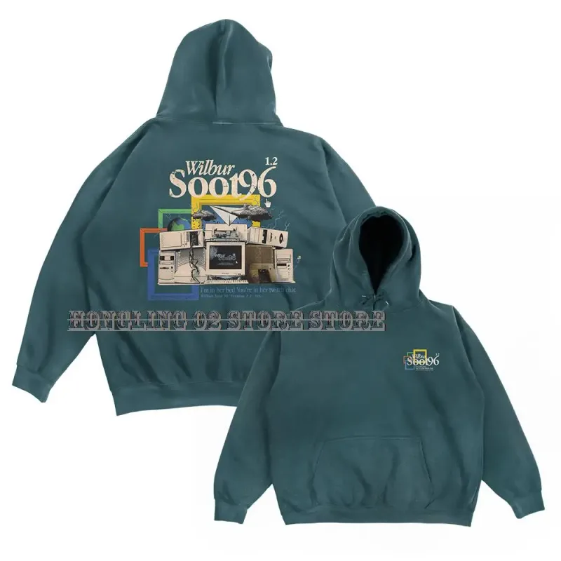 Wilbur Soot Merch Hoodies Washed Green Computing Hoodie Flannel Plush Sweatshirt Long Sleeve Women Men's Clothes — image 2
