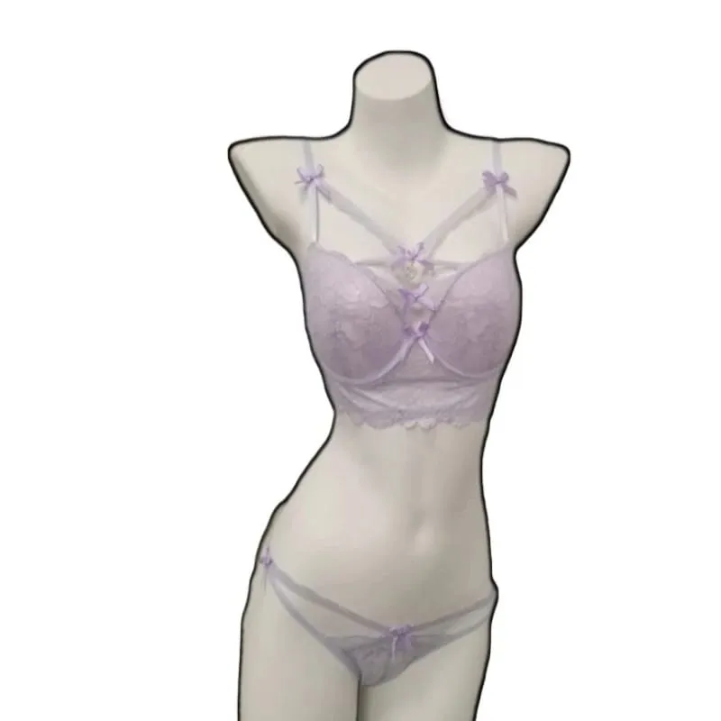Biustonosz koronkowy Pure Desire dla pań Uroczy wisiorek w kształcie serca Push-Up podkreślający biust Ponętny komplet bielizny S-XL 32-38AB — image 11