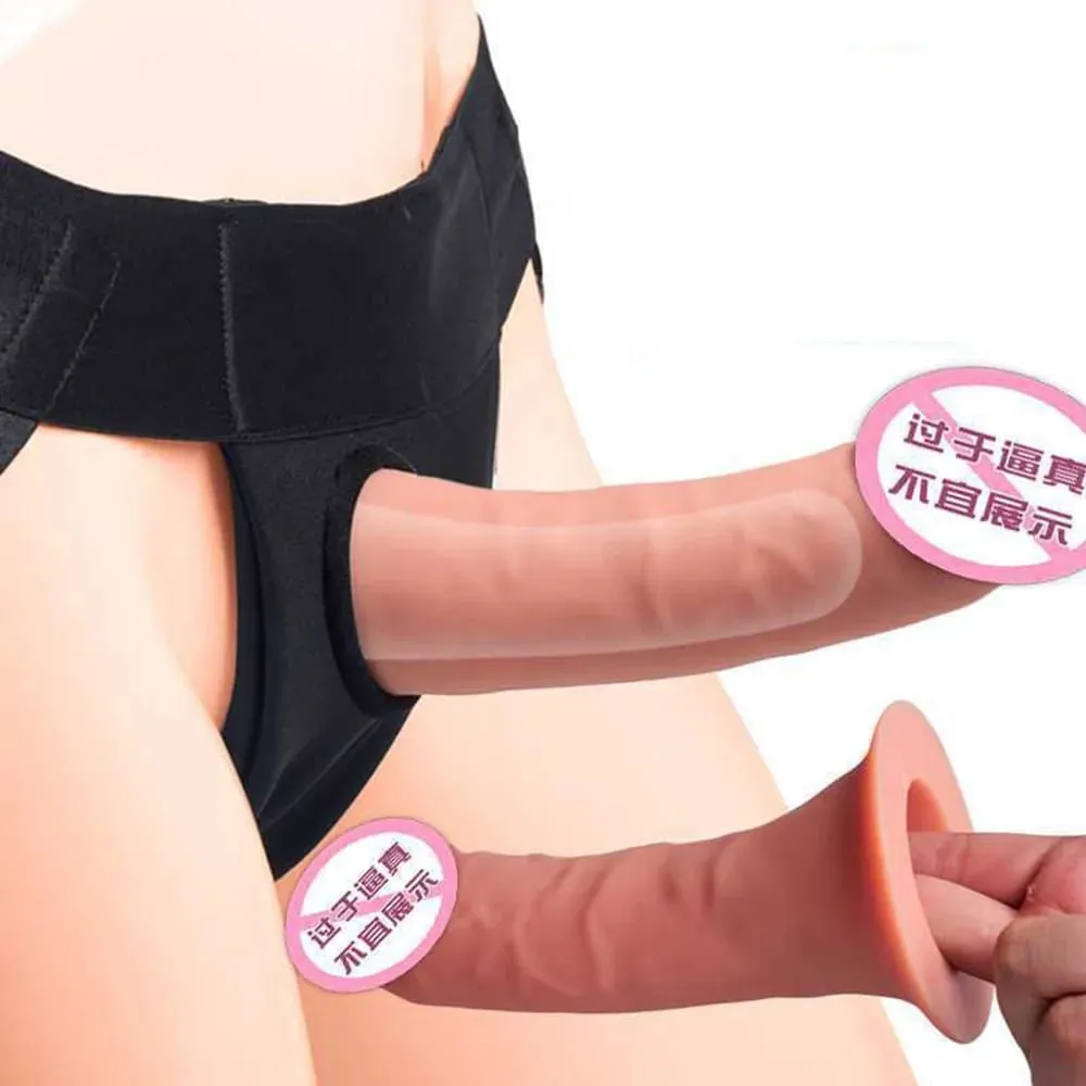 Strap on Hollow Dildo Panties Lesbian Anal cock Ultra Elastic G-Spot Erection Assist Harness Penis ED AID Dick Sex Toy for Man