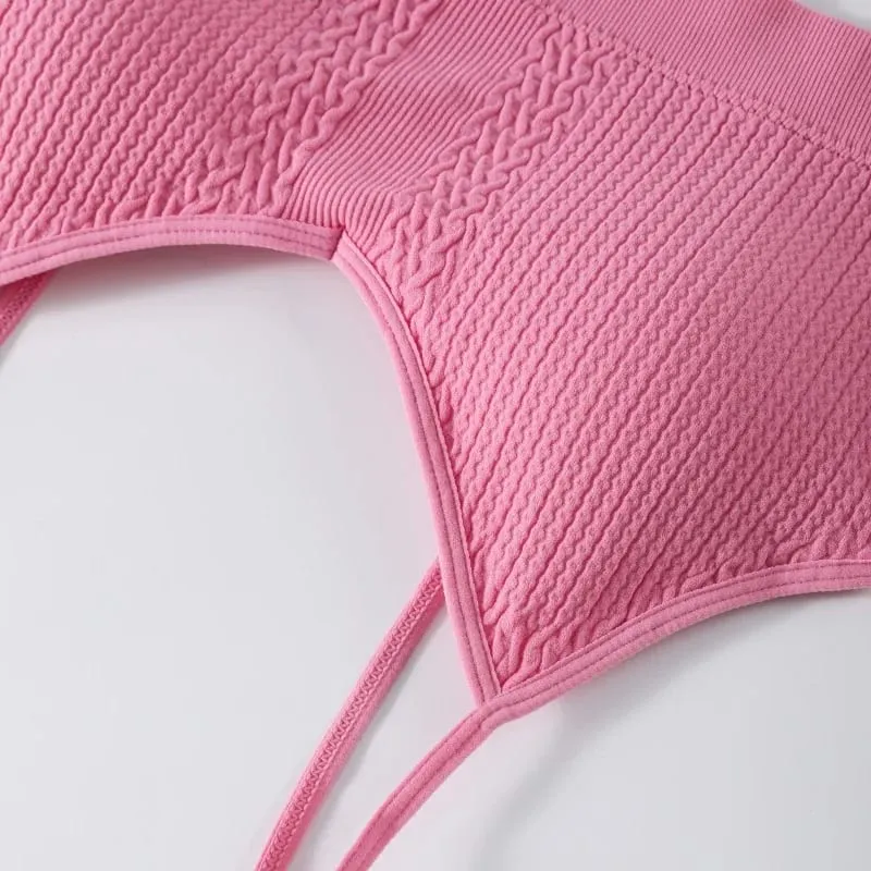 Women Seamless Bra Panties Set Push-Up Non-wire Bralette Low-Rise Briefs Sexy Lingerie Female Comfort Rib Sports Underwear Set — image 6