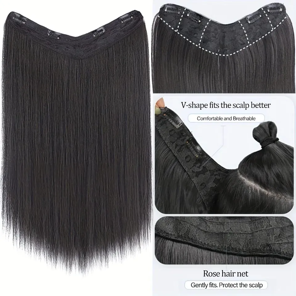 Synthetic Long Straight Hair Extensions with Clip In One Piece Perfect for Women's Hair Accessories Hair Clips Hair Accessories — image 3