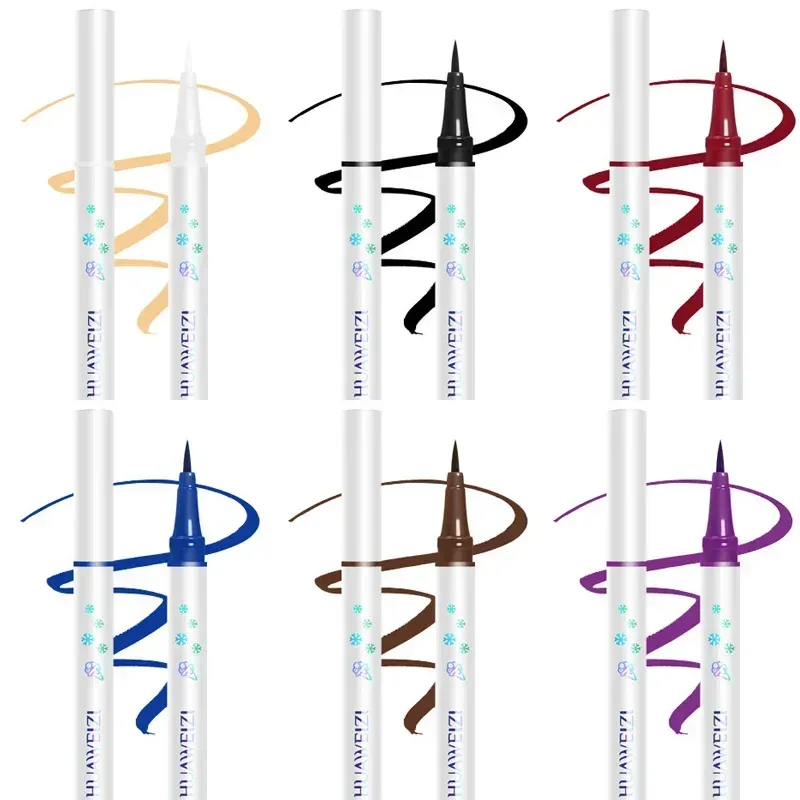 6 Color Liquid Eyeliner Pen Water Proof Lying Silkworm Pencil Very Fine Brown Purple Blue White Eye Makeup Shadow Liner Cosmetic — image 7
