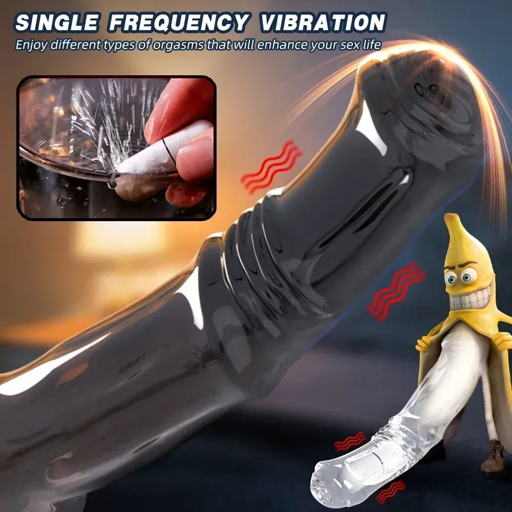 Vibrator Penis Enlargement Sleeve Penis Extender 7cm Dick Reusable Condom Delay Ejaculation Sex Toys For Men Sex Products