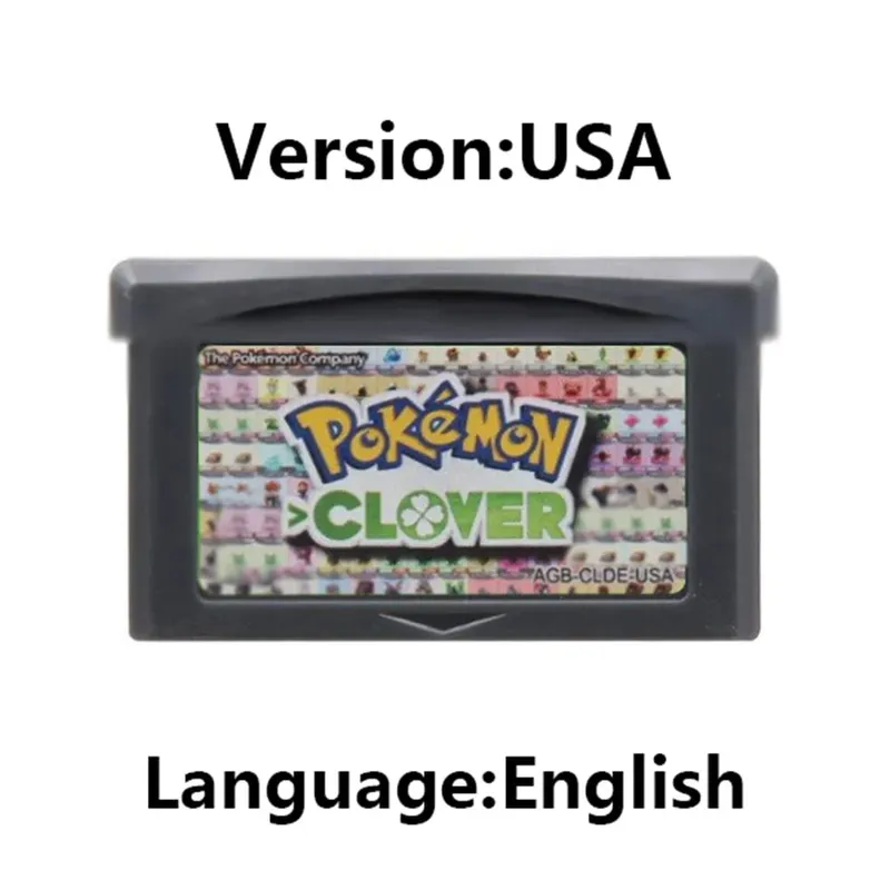GBA Pokemon Game Cartridge 32-Bit Video Game Console Card AshGray Liquid Crystal Light Platinum Moemon Emerald Engelsk sprog