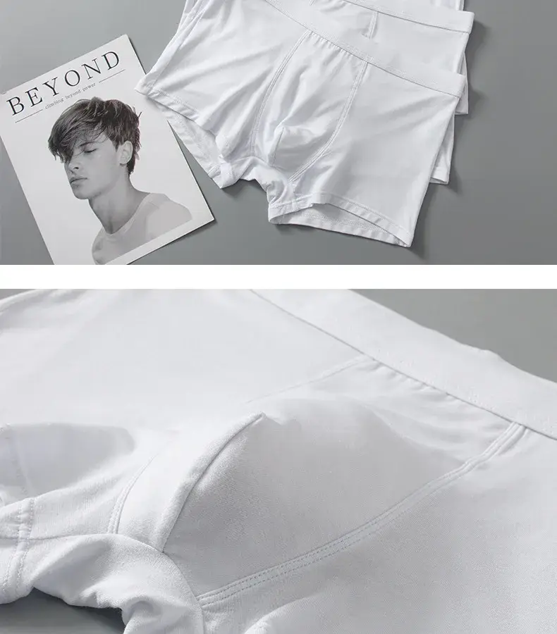 3 Pieces Lot Bamboo Fiber White Underwear Men Breathable Solid Boxer Shorts Soft Sexy Panties Sets Male Interior Clothing XXXL — image 5