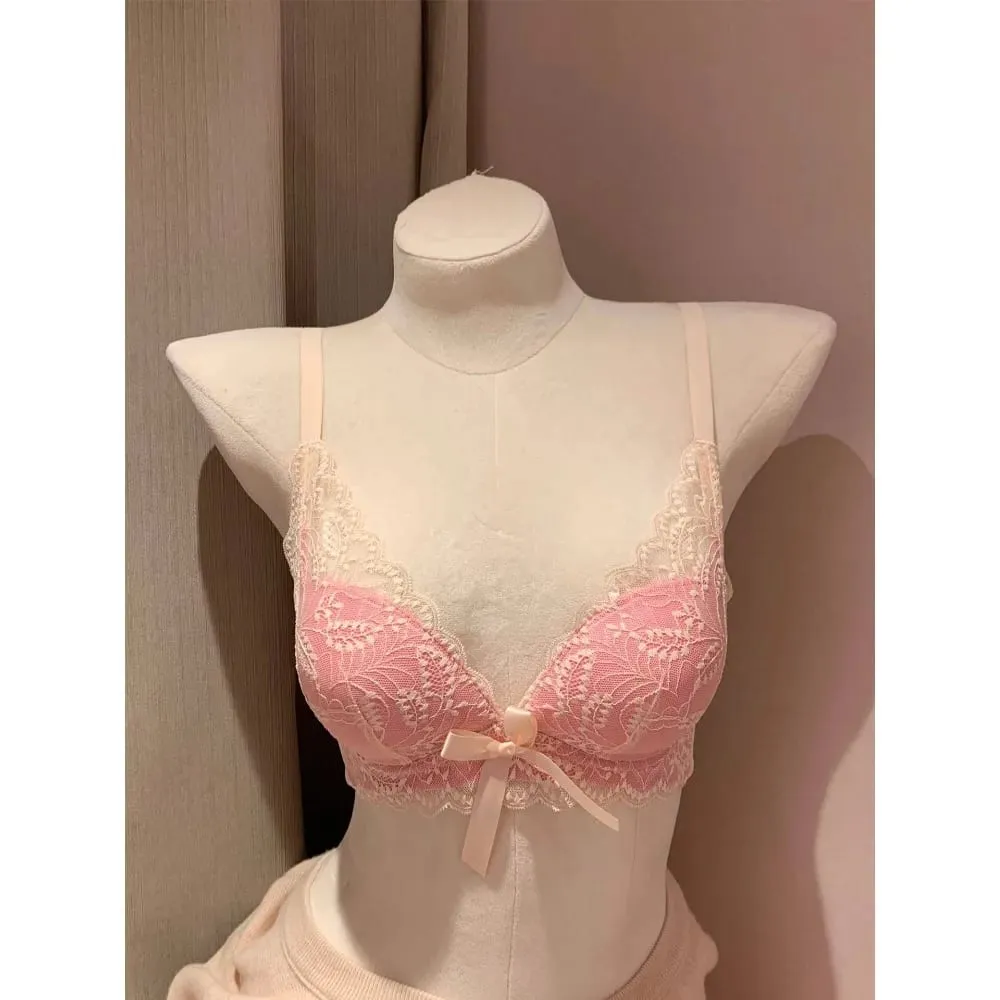 ホット販売ワイヤレスレースブラジャー女性スモールバスト厚いパッド入りプッシュアップリフト抗たるみサイドサポートセクシーなランジェリー 32‑38 AB — image 2