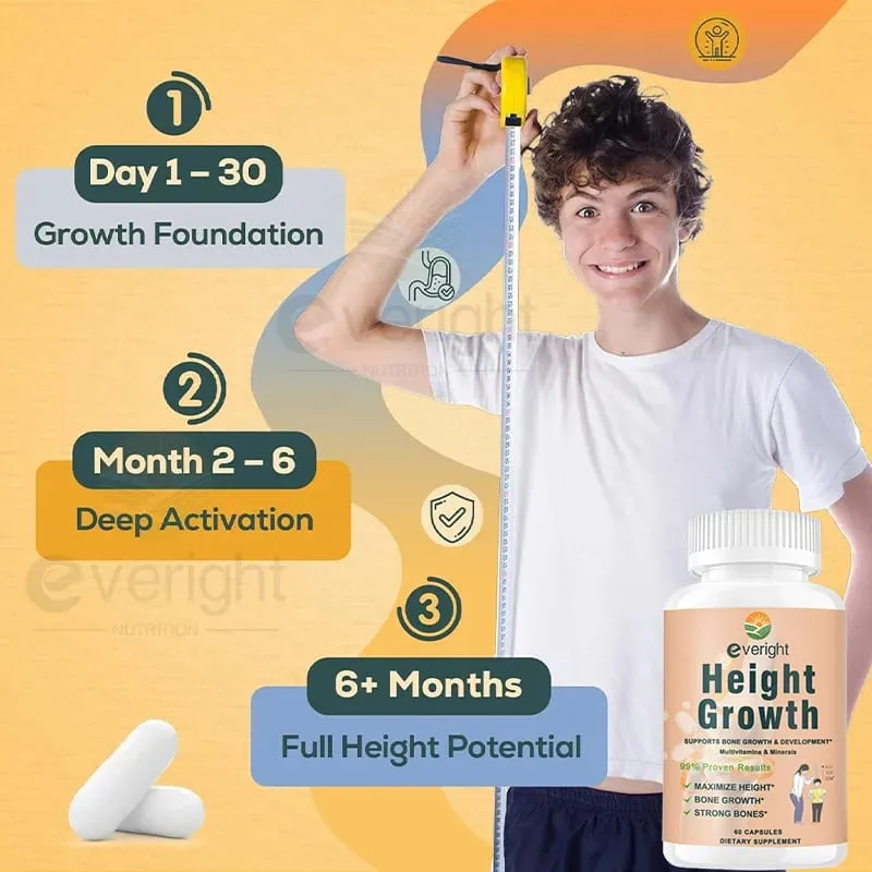 Suplemento para la fuerza ósea - para el crecimiento natural de la altura en adultos y niños - Alta absorción - Multivitaminas de calcio, magnesio y zinc — image 5