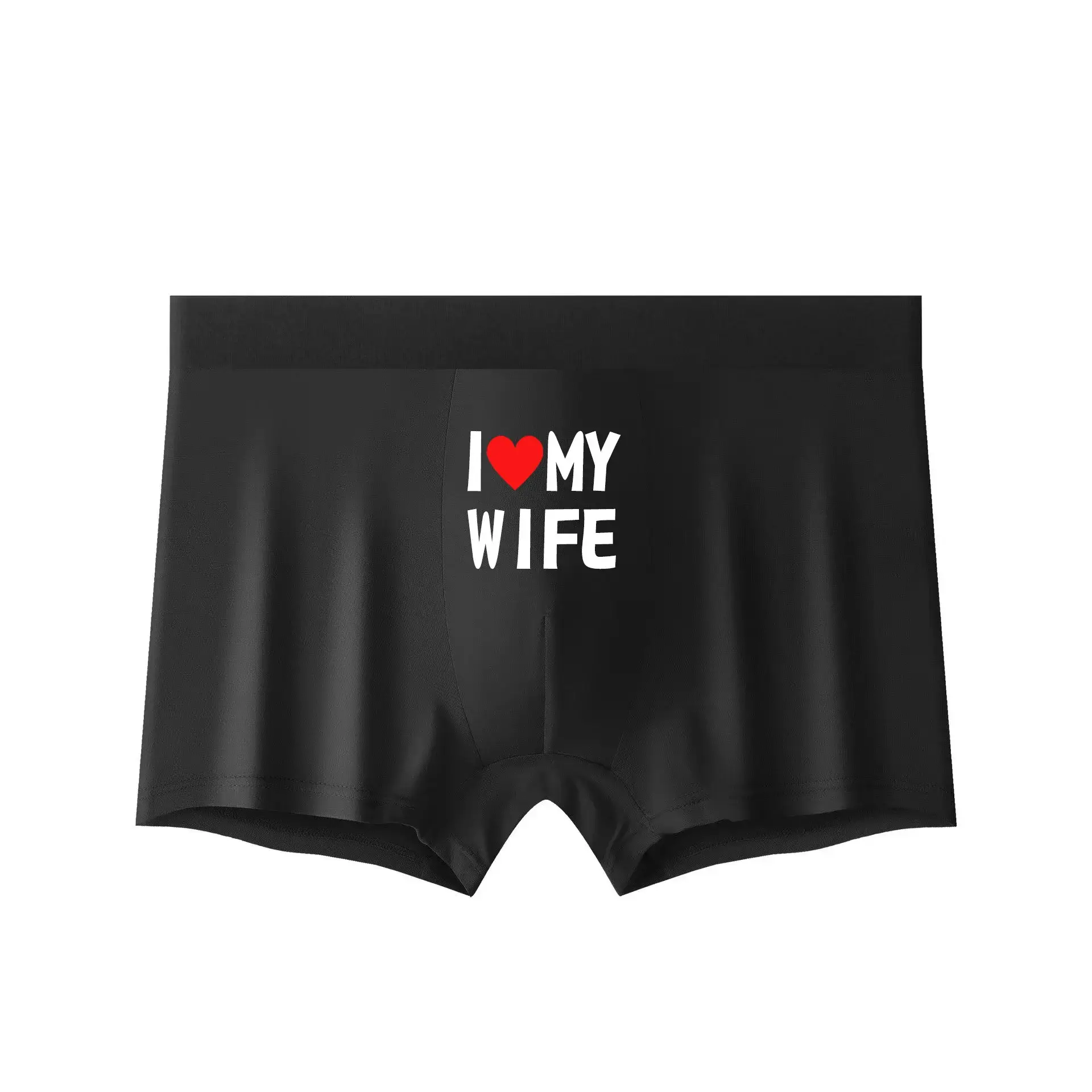 1/2PCS Heart Pattern Men Underwear Personalized Printing I Love My Wife Solid Color Fashion Soft Breathable Men Boxer Underpants — image 4