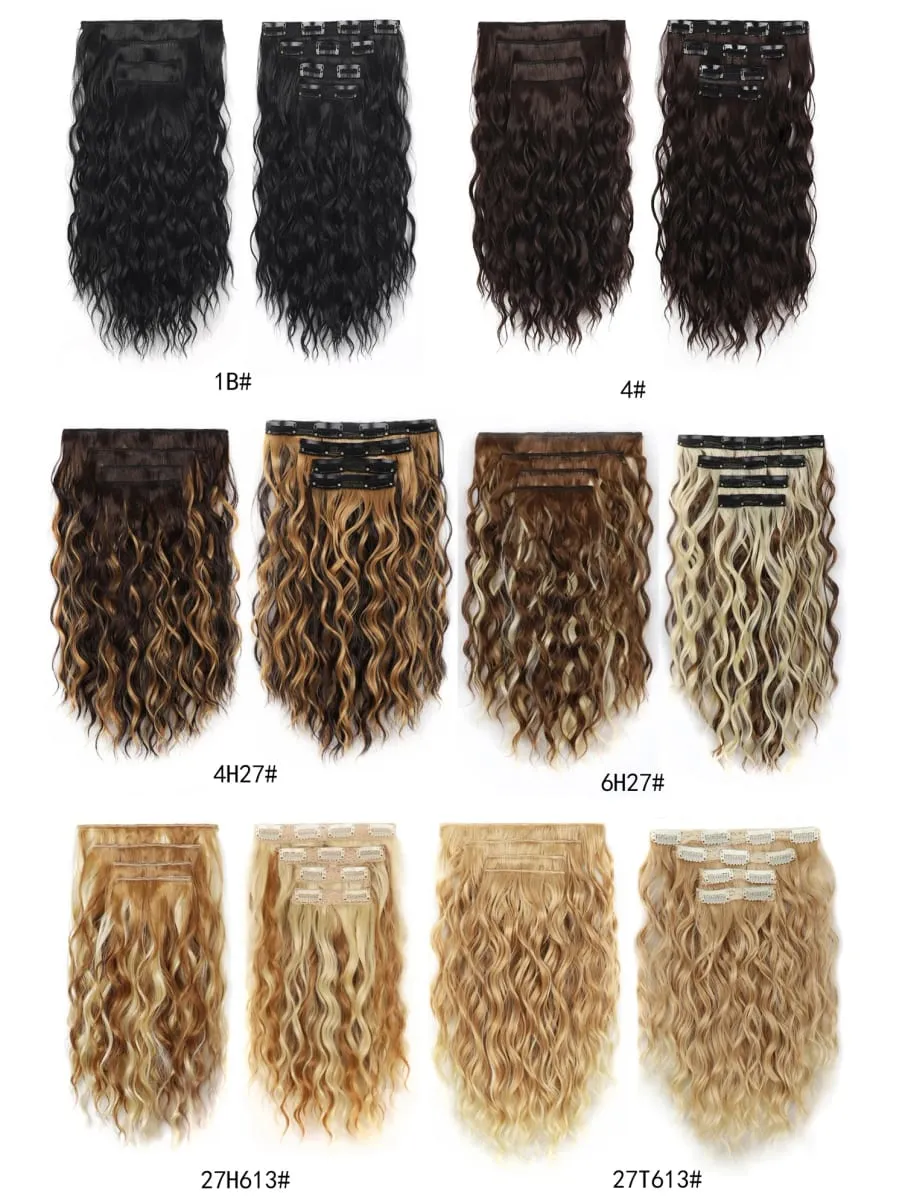 Clip in Women's Short Curly Hair Extensions 4PCS set 15 inches Clip Ins Invisible Hairpieces — image 3